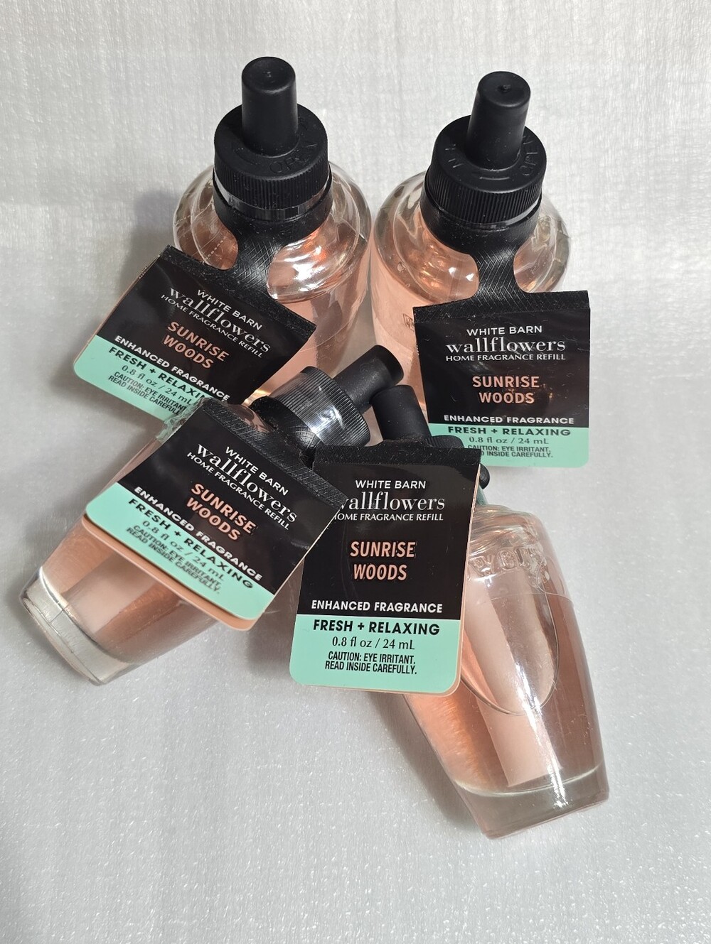 NWT White Barn Bath & Body Wallflowers Home Fragrance Refill Sunrise Woods 4pcs